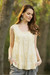 Cotton blouse, 'Morning Sunlight' - Pintucked Sleeveless Cotton Blouse in Yellow thumbail