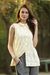 Sleeveless yellow cotton embroidered top, 'Spring Festivity' - Sleeveless Pale Yellow Cotton Top with Floral Embroidery (image 2b) thumbail