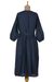 Cotton midi dress, 'Midnight Muse' - Deep Blue Cotton Midi Dress from India (image 2d) thumbail