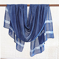 Featured review for Cotton shawl, Dabu Blue