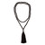 Onyx long necklace, 'Contemporary Chic' - Hand Knotted Black Onyx Long Tassel Necklace (image 2c) thumbail