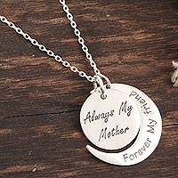 Sterling silver pendant necklace, 'Always My Mother' - Sterling Silver Pendant Necklace for Moms