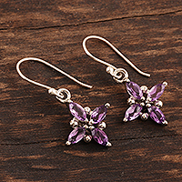 Amethyst dangle earrings, 'Twinkling Lilac' - Two Carat Amethyst and Sterling Silver Dangle Earrings