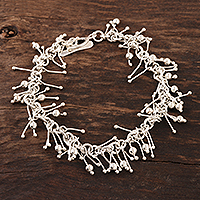 Sterling silver link bracelet, 'Brilliant Jingle' - Artisan Crafted Jingling Sterling Silver Link Bracelet