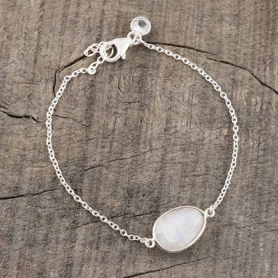 Rainbow moonstone pendant bracelet, Misty Cloud