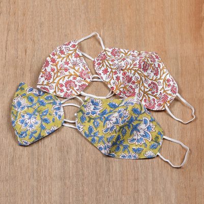 Cotton face masks Twining Vines (set of 4)