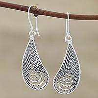 Sterling silver dangle earrings, 'Endless Tears' - Sterling Silver Filigree Dangle Earrings