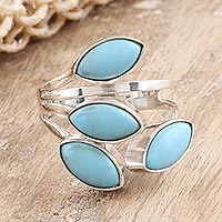 Sterling silver wrap ring, 'Breezy in Blue' - Sterling Silver and Reconstituted Turquoise Cocktail Ring