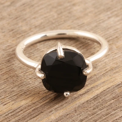 Onyx solitaire ring, Gorgeous Midnight