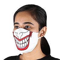 Cotton face masks, 'Spooky Clown' (pair) - Spooky Clown Smile Reusable Cotton Face Masks Pair