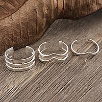Sterling silver wrap rings, 'Blissful Trio' (set of 3) - Hand Crafted Sterling Silver Wrap Rings (Set of 3)