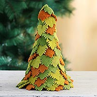 Wool Christmas decoration, 'Holiday Beauty in Green' - Hand Made Multicolored Wool Christmas Tree Decoration