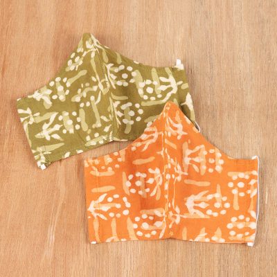 Cotton face masks, Batik Floral (pair)