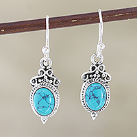 Sterling silver dangle earrings, 'Classic Duo' - Hand Crafted Sterling Silver Dangle Earrings from India