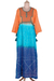 Cotton empire waist maxi dress, 'Goa Spice Garden' - Tie-Dye Bell Sleeve Cotton Dress from India (image 2a) thumbail