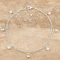 Cubic zirconia anklet, 'Shine and Sparkle' - Cubic Zirconia and Sterling Silver Charm Anklet