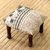 Embroidered cotton ottoman, 'Rustic Fusion' - Hand Embroidered Cotton and Acacia Wood Foot Stool thumbail