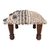 Embroidered cotton ottoman, 'Rustic Fusion' - Hand Embroidered Cotton and Acacia Wood Foot Stool (image 2b) thumbail