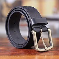 Mens black leather belt, Timeless Style