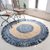 Hand-woven cotton rug, 'Sunday Morning in Blue' (5' diameter) - Hand Woven Cotton and Jute Area Rug (5' Diameter) thumbail