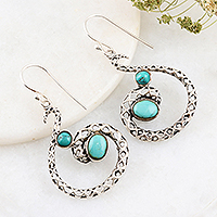Sterling silver dangle earrings, 'Fancy Swirl' - Artisan Crafted Sterling Silver Dangle Earrings