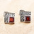 Garnet button earrings, 'Indian Kite' - Hand Made Garnet and Sterling Silver Button Earrings (image 2b) thumbail