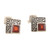 Garnet button earrings, 'Indian Kite' - Hand Made Garnet and Sterling Silver Button Earrings (image 2c) thumbail