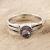 Amethyst single stone ring, 'Lilac Wish' - Amethyst and Sterling Silver Single Stone Ring