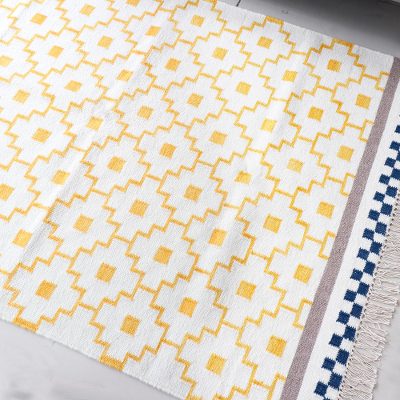 Hand-woven wool area rug, 'Golden Blossoms' (4x6) - Handwoven Floral-Motif Wool Area Rug (4x6)