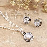 Cubic zirconia jewelry set, 'Sparkling Water' - Sterling Silver and Cubic Zirconia Jewelry Set (Pair)