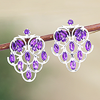 Amethyst drop earrings, 'Lilac Glamour' - Handmade Amethyst and Sterling Silver Drop Earrings