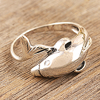 Sterling silver cocktail ring, 'Ride the Waves' - Sterling Silver Dolphin Cocktail Ring
