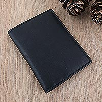 Leather wallet, 'Chic Essentials' - Artisan Crafted Black Leather Wallet