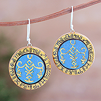 Ceramic dangle earrings, 'Scale of Justice' - Ceramic Dangle Earrings with Zodiac Motif
