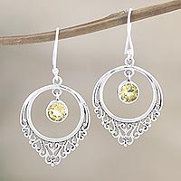 Citrine dangle earrings, 'Portrait of Youth' - Hand Made Citrine and Sterling Silver Dangle Earrings