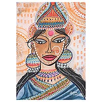 'Bride from Bengal' - Watercolor Wedding Painting on Handmade Paper