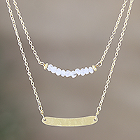 Gold-plated moonstone double necklace, 'Sparkle & Gleam' - Double-Strand Necklace with Rainbow Moonstone