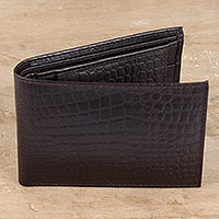 Men's leather wallet, 'Sleek Style' - Men's Brown Leather Wallet from India