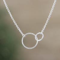 Sterling silver pendant necklace, 'Fairy Ring' - Hand Made Sterling Silver Pendant Necklace