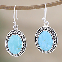 Sterling silver dangle earrings, 'Window to the Pond' - Sterling Silver Dangle Earrings with Reconstituted Turquoise
