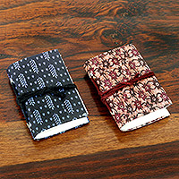 Handmade paper mini journals, 'Nature’s Delight' (set of 2) - Set of 2 Handmade Paper Mini Journals from India