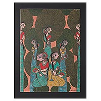 'Women Eccentricity' (2018) - Painting of Group of Women from Indian Madhubani Artist