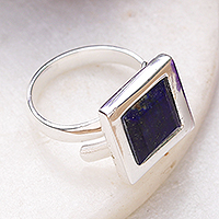Lapis lazuli single stone wrap ring, 'Majestic Glory' - High-Polished 4-Carat Lapis lazuli Single Stone Wrap Ring