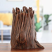 Reclaimed wood sculpture, 'Memories of the Woods' - Handcrafted Reclaimed Eucalyptus Wood Sculpture in Brown