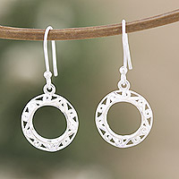 Sterling silver dangle earrings, 'Shiny Vines' - Artisan Crafted Sterling Silver Dangle Earrings from India