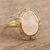 Gold-plated labradorite and rainbow moonstone cocktail ring, 'Radiant Oasis' - 18k Gold-Plated Cocktail Ring with Faceted Gem and Beads (image 2b) thumbail