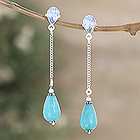 Chalcedony and blue topaz dangle earrings, 'Turquoise Dream' - Sterling Silver Dangle Earrings with Chalcedony & Blue Topaz