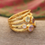 Gold-plated multi-stone ring, 'Colorful Fantasy' - Colorful 18k Gold-Plated Multi-Stone Ring Crafted in India (image 2) thumbail