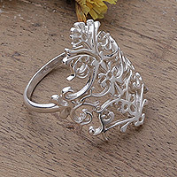 Sterling silver cocktail ring, 'Tree Fantasy' - High Polished Vine-Shaped Sterling Silver Cocktail Ring