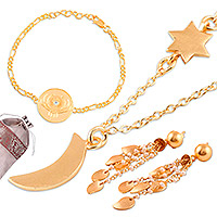 Curated gift set, 'Galaxy Party' - Polished 22k Gold-Plated Gemstone Jewelry Curated Gift Set